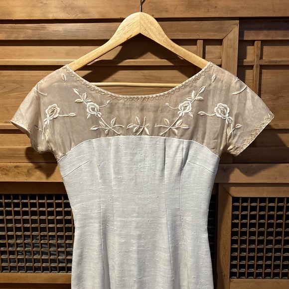 Vintage linen fitted dress and matching coat - Picture 2 of 6